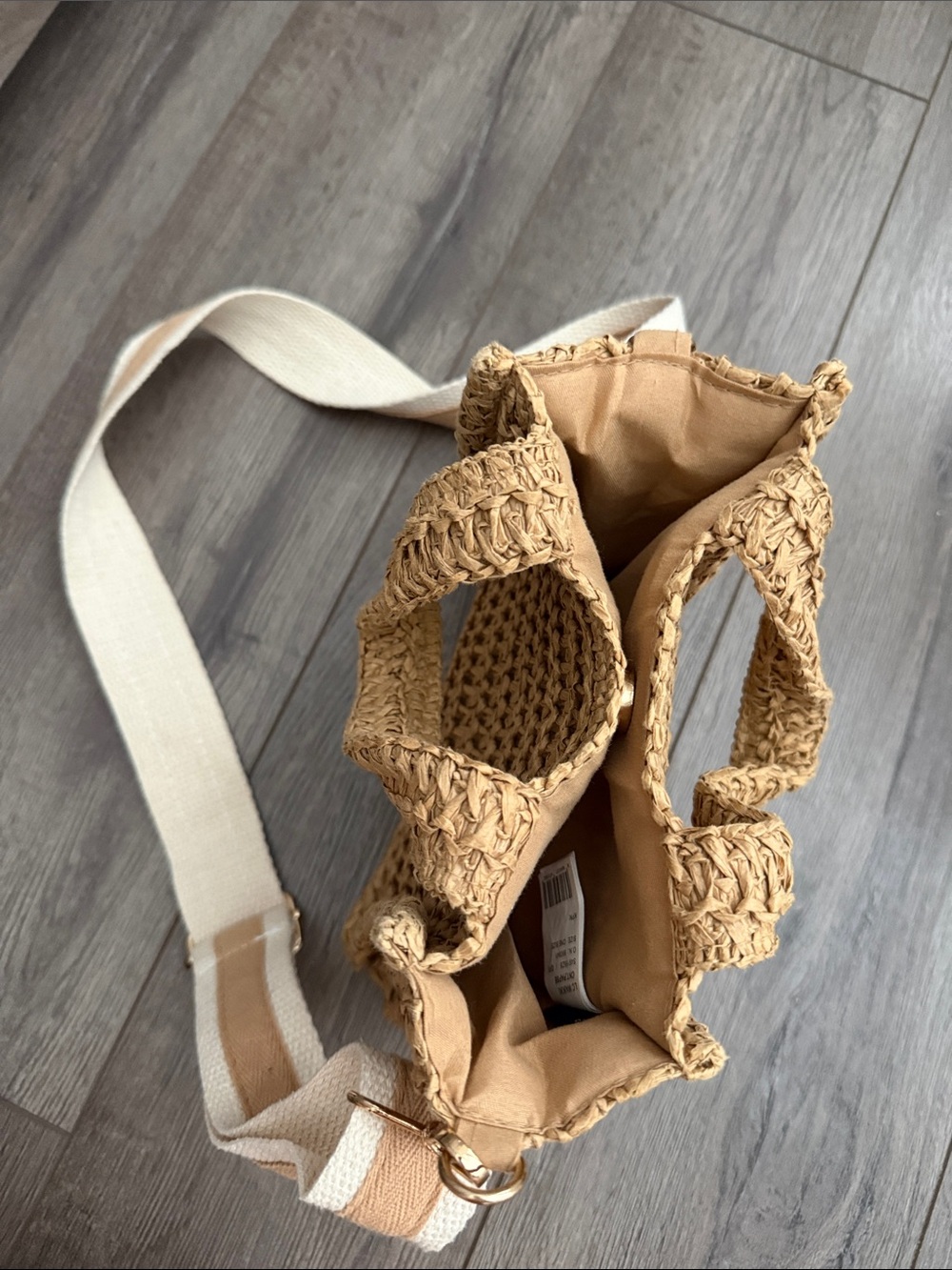 Woven Straw Crossbody Tote Bag - Natural - Picture 4 of 6
